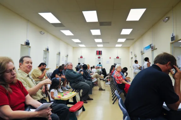 DMV waiting room.